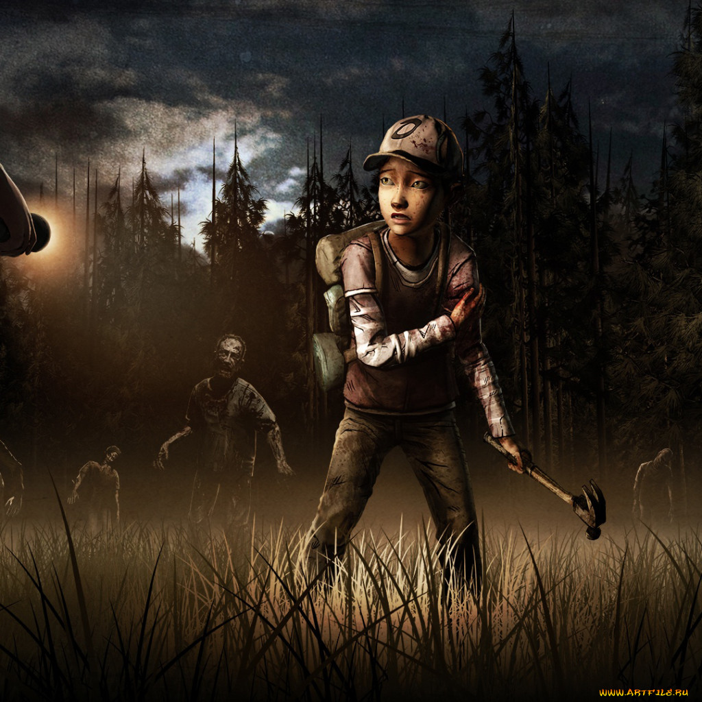 Обои The Walking Dead The Game Видео Игры The Walking Dead: The Game, обои  для рабочего стола, фотографии the, walking, dead, game, видео, игры,  зомби, пацан, кепка, молоток, трава Обои для рабочего